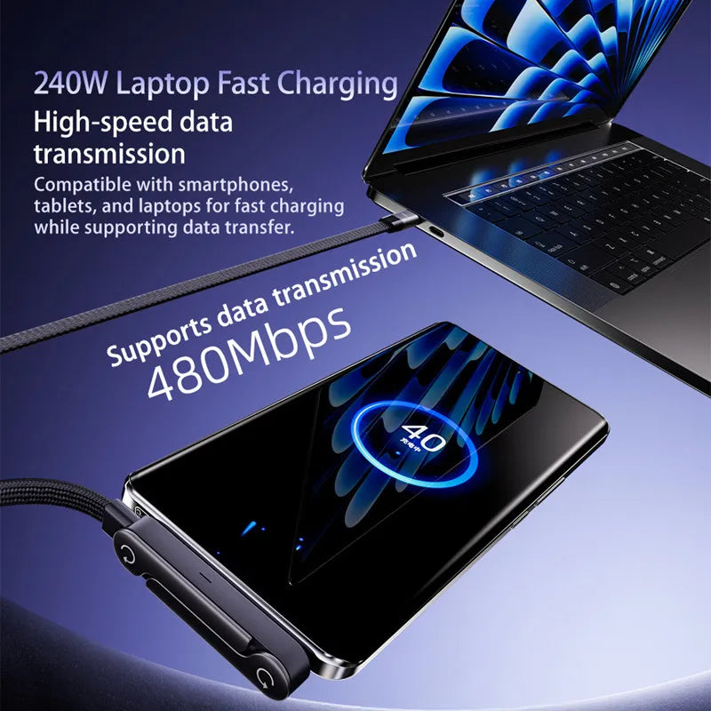 Câble 2-en-1 Recharge Rapide & Support Téléphone