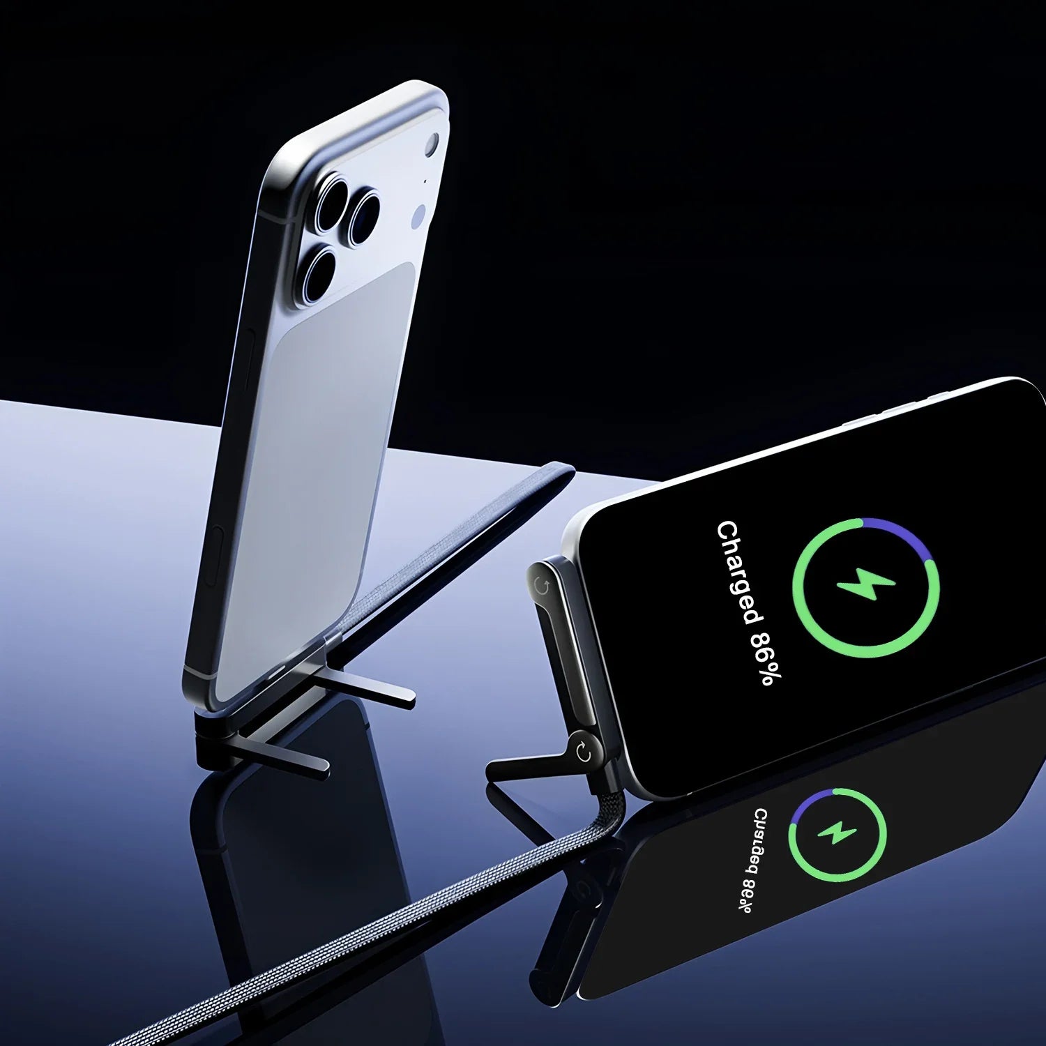 Câble 2-en-1 Recharge Rapide & Support Téléphone