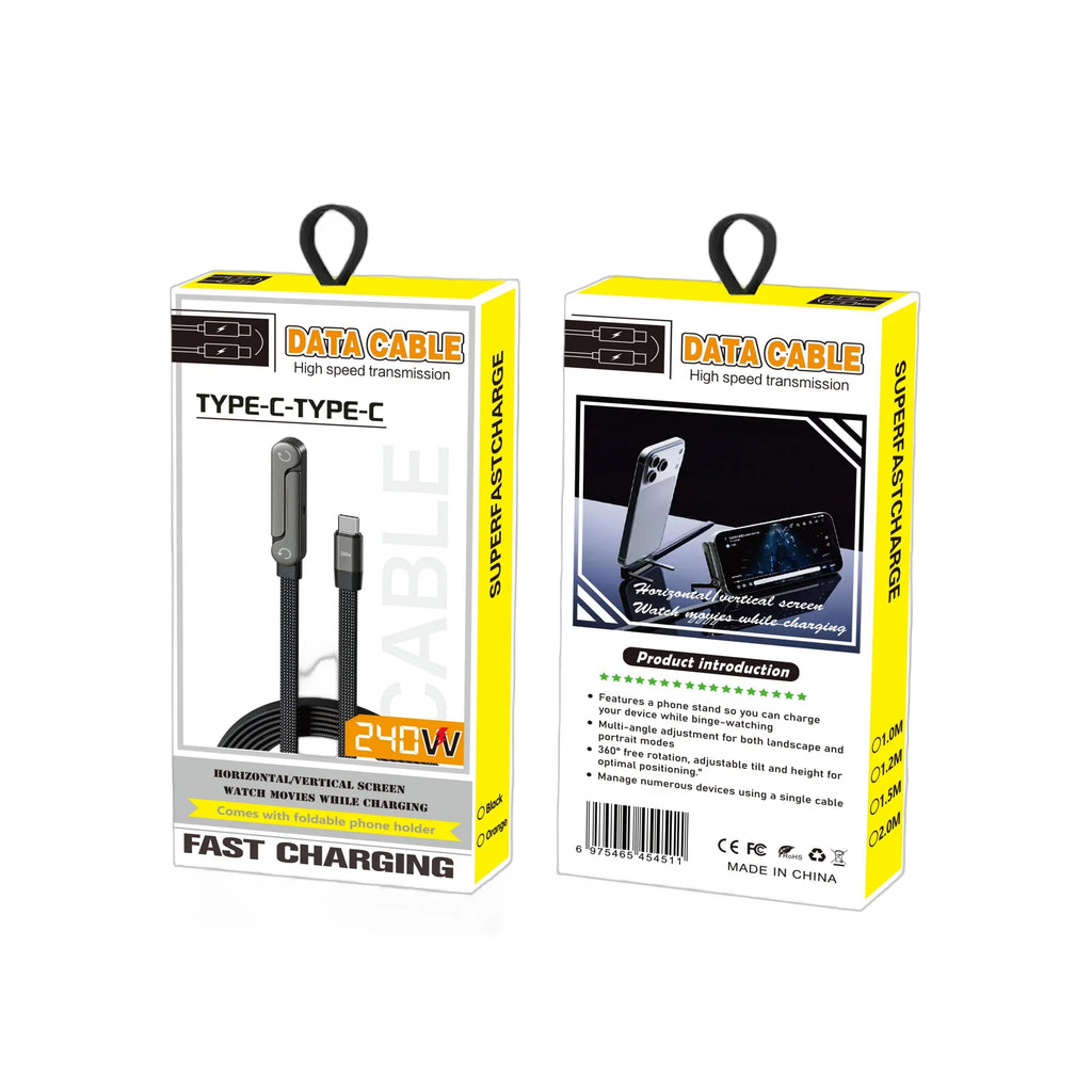 Câble 2-en-1 Recharge Rapide & Support Téléphone